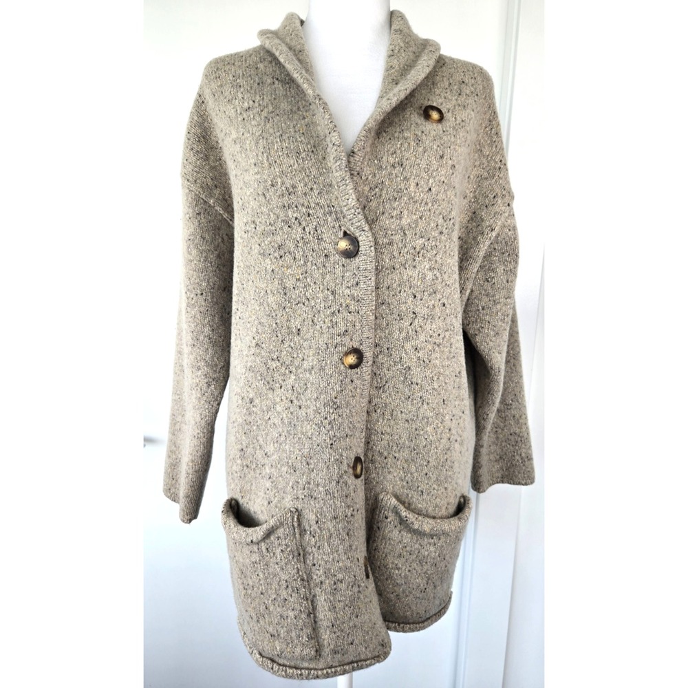 Vtg Private Collection Beige Cardigan Sweater Jacket Button Wool Sz XL Luxury